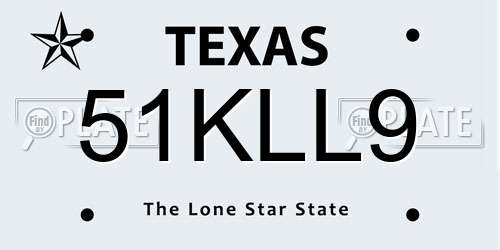 51KLL9 Texas License Plate