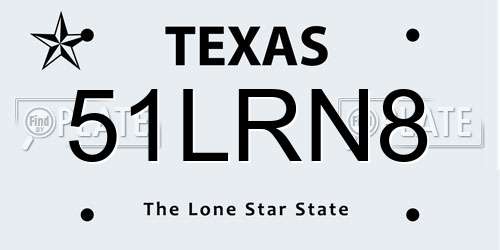 51LRN8 Texas License Plate