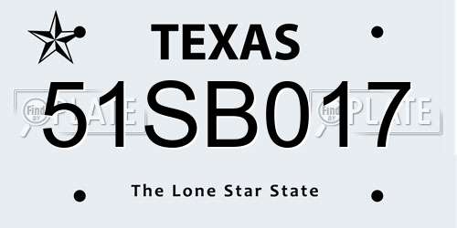 51SB017 Texas License Plate