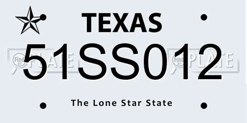 51SS012 Texas License Plate