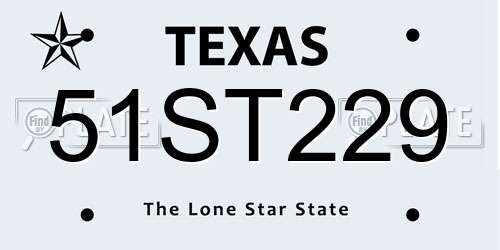 51ST229 Texas License Plate