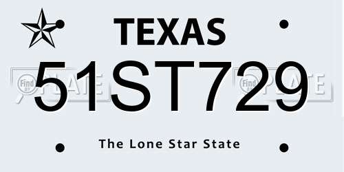 51ST729 Texas License Plate