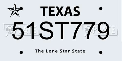 51ST779 Texas License Plate