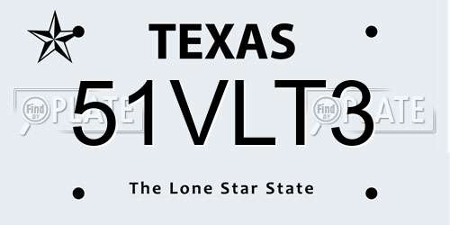 51VLT3 Texas License Plate