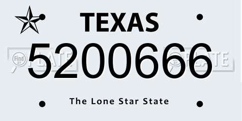 5200666 Texas License Plate