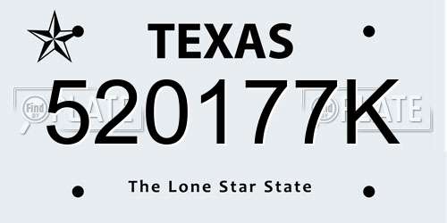 520177K Texas License Plate
