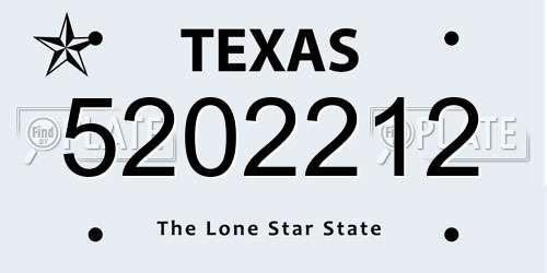 5202212 Texas License Plate