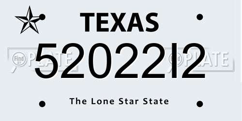 52022I2 Texas License Plate