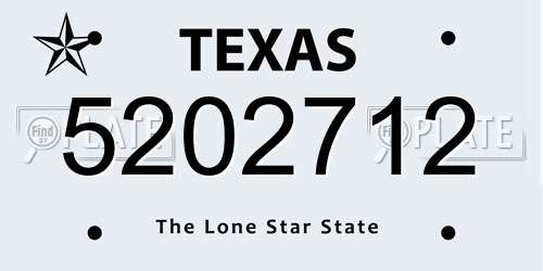5202712 Texas License Plate