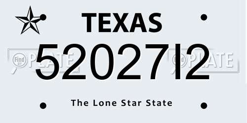52027I2 Texas License Plate