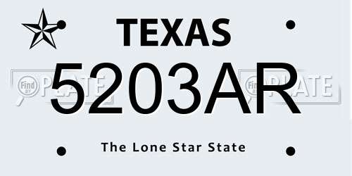 5203AR Texas License Plate