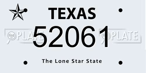 52061 Texas License Plate