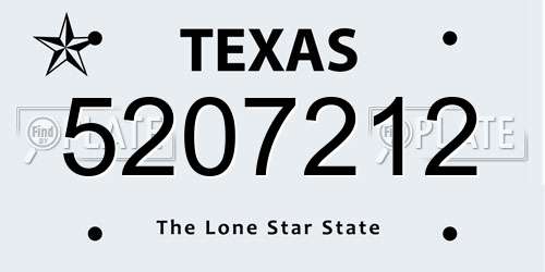 5207212 Texas License Plate