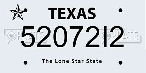 52072I2 Texas License Plate