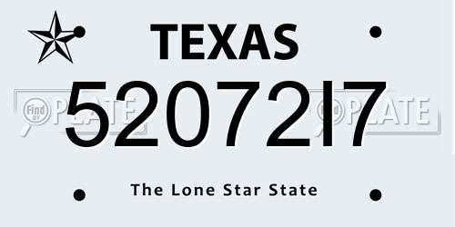 52072I7 Texas License Plate
