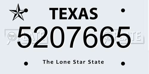 5207665 Texas License Plate