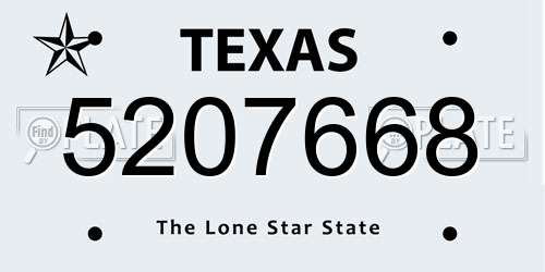 5207668 Texas License Plate