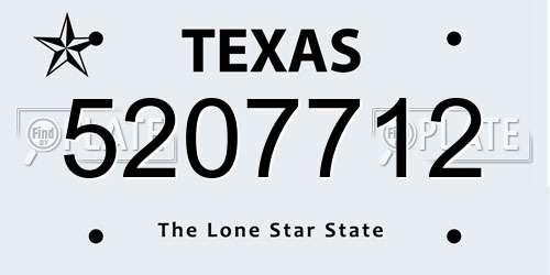 5207712 Texas License Plate