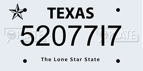 52077I7 Texas License Plate