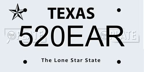 520EAR Texas License Plate
