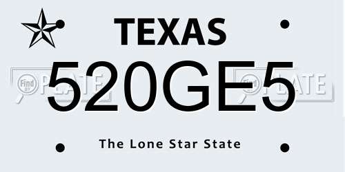520GE5 Texas License Plate