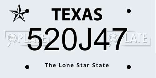 520J47 Texas License Plate
