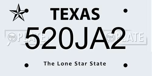 520JA2 Texas License Plate