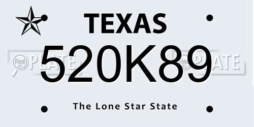 520K89 Texas License Plate