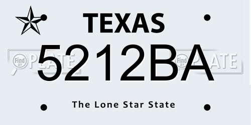 5212BA Texas License Plate