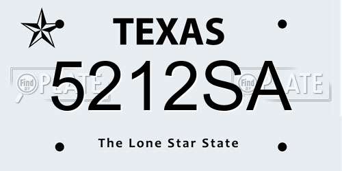 5212SA Texas License Plate