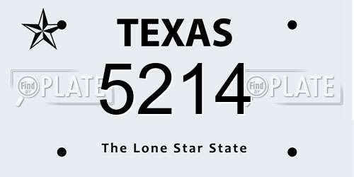 5214 Texas License Plate