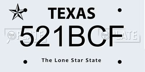 521BCF Texas License Plate