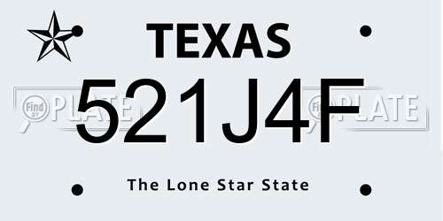 521J4F Texas License Plate