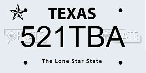521TBA Texas License Plate
