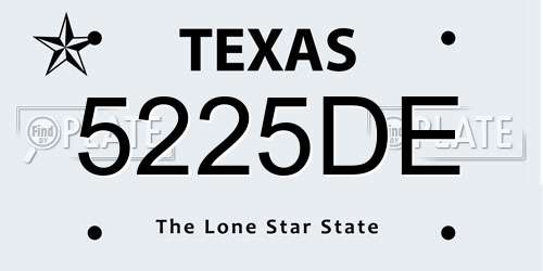5225DE Texas License Plate