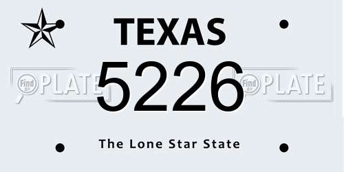 5226 Texas License Plate