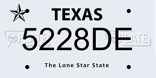 5228DE Texas License Plate