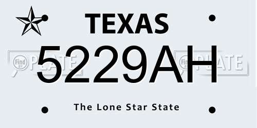 5229AH Texas License Plate