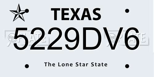 5229DV6 Texas License Plate