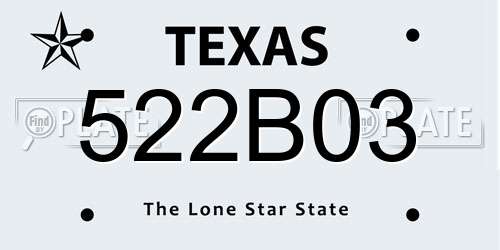 522B03 Texas License Plate