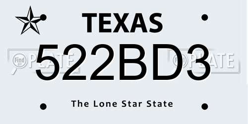 522BD3 Texas License Plate
