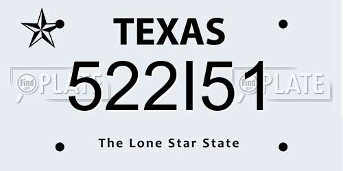 522I51 Texas License Plate