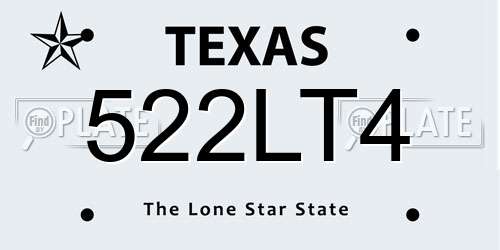 522LT4 Texas License Plate
