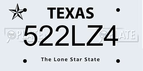 522LZ4 Texas License Plate