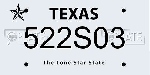 522S03 Texas License Plate