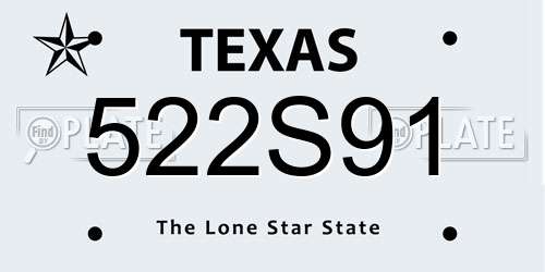 522S91 Texas License Plate