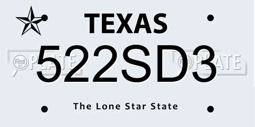 522SD3 Texas License Plate