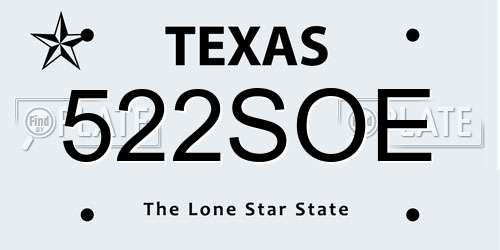 522SOE Texas License Plate