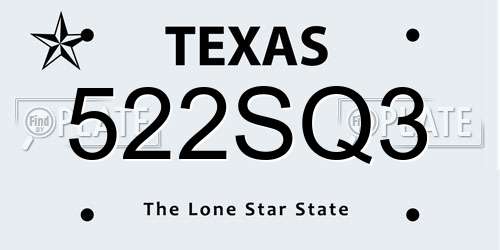 522SQ3 Texas License Plate