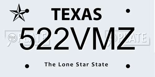 522VMZ Texas License Plate